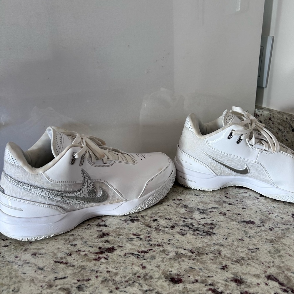 Nike Zoom LeBron White and Gray Basketball Shoes